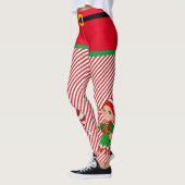 Kerst Schattige Elf Vrouwen Rode & Groene Streep Leggings (Links)