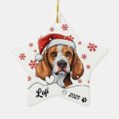 Kerst Schattige Fox Hound Dog gepersonaliseerd Keramisch Ornament (Voorkant)