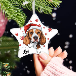 Kerst Schattige Fox Hound Dog gepersonaliseerd Keramisch Ornament