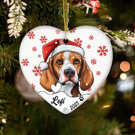 Kerst Schattige Fox Hound Dog gepersonaliseerd Keramisch Ornament