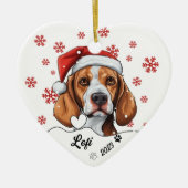 Kerst Schattige Fox Hound Dog gepersonaliseerd Keramisch Ornament (Voorkant)