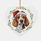Kerst Schattige Fox Hound Dog gepersonaliseerd Keramisch Ornament (Achterkant)