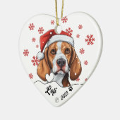 Kerst Schattige Fox Hound Dog gepersonaliseerd Keramisch Ornament (Links)