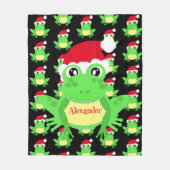 Kerst Schattige Frog Santa Hat Black Novelty Fleece Deken (Voorkant)