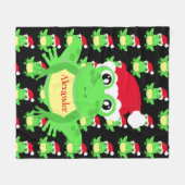 Kerst Schattige Frog Santa Hat Black Novelty Fleece Deken (Voorkant (Horizontaal))