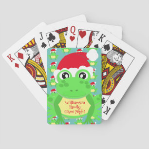 Kerst Schattige Frog Santa Hat Blauwgroen nieuwigh Pokerkaarten
