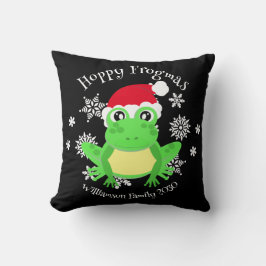 Kerst Schattige Frog Santa Hat Novelty Black Kussen