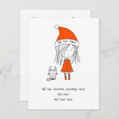 Kerst Schattige Funny Santa Girl Cat Groeten toevo Feestdagenkaart (Voorkant / Achterkant)