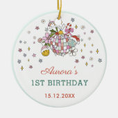 Kerst Schattige Groovy Ball Verjaardagsfeest Keramisch Ornament (Voorkant)