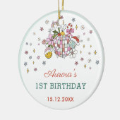 Kerst Schattige Groovy Ball Verjaardagsfeest Keramisch Ornament (Links)