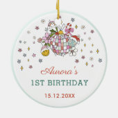 Kerst Schattige Groovy Ball Verjaardagsfeest Keramisch Ornament (Achterkant)