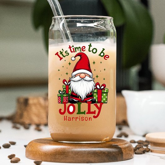 Kerst Schattige Jolly Santa Gepersonaliseerde naam Blikvorm Glas