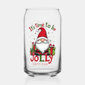 Kerst Schattige Jolly Santa Gepersonaliseerde naam Blikvorm Glas (Voorkant)