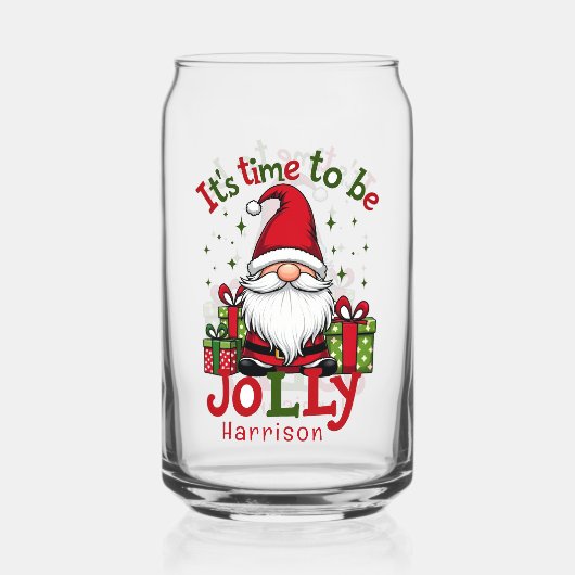 Kerst Schattige Jolly Santa Gepersonaliseerde naam Blikvorm Glas (Achterkant)