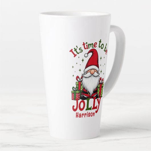 Kerst Schattige Jolly Santa Gepersonaliseerde naam Latte Mok (Rechterhoek)