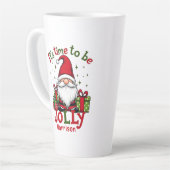 Kerst Schattige Jolly Santa Gepersonaliseerde naam Latte Mok (Linkerhoek)