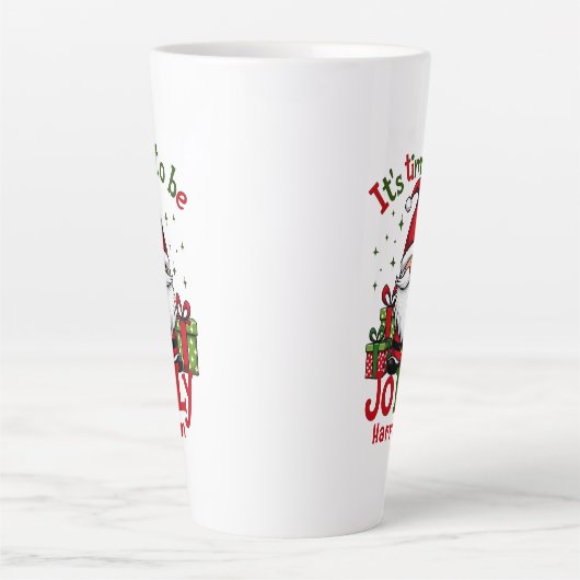 Kerst Schattige Jolly Santa Gepersonaliseerde naam Latte Mok (Voorkant)