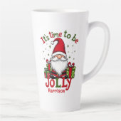 Kerst Schattige Jolly Santa Gepersonaliseerde naam Latte Mok (Rechts)