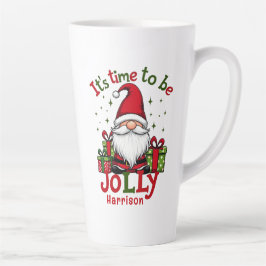 Kerst Schattige Jolly Santa Gepersonaliseerde naam Latte Mok