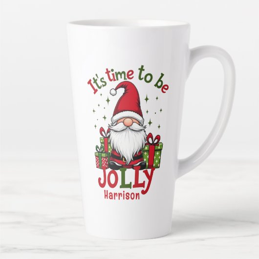 Kerst Schattige Jolly Santa Gepersonaliseerde naam Latte Mok (Rechts)