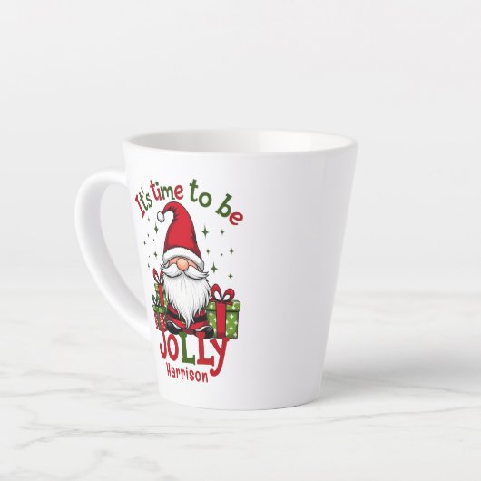 Kerst Schattige Jolly Santa Gepersonaliseerde naam Latte Mok (Linkerhoek)