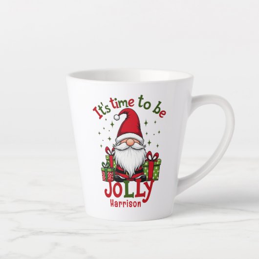 Kerst Schattige Jolly Santa Gepersonaliseerde naam Latte Mok (Rechts)