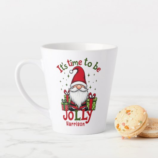 Kerst Schattige Jolly Santa Gepersonaliseerde naam Latte Mok (In situ)