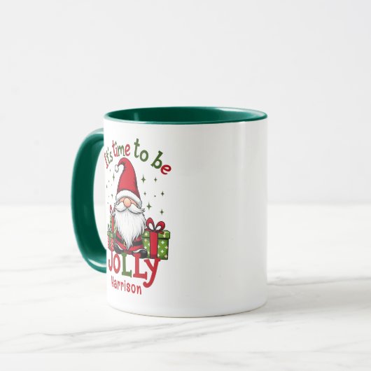 Kerst Schattige Jolly Santa Gepersonaliseerde naam Mok (Voorkant links)
