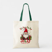 Kerst Schattige Jolly Santa Gepersonaliseerde naam Tote Bag (Achterkant)