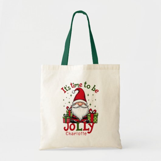 Kerst Schattige Jolly Santa Gepersonaliseerde naam Tote Bag (Voorkant)