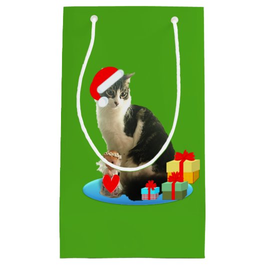Kerst Schattige Kat Klein Cadeauzakje (Voorkant)