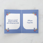 Kerst schattige kat sterren blauw feestdagen kaart (Binnen)