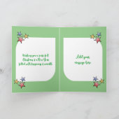 Kerst schattige kat sterren groen feestdagen kaart (Binnen)