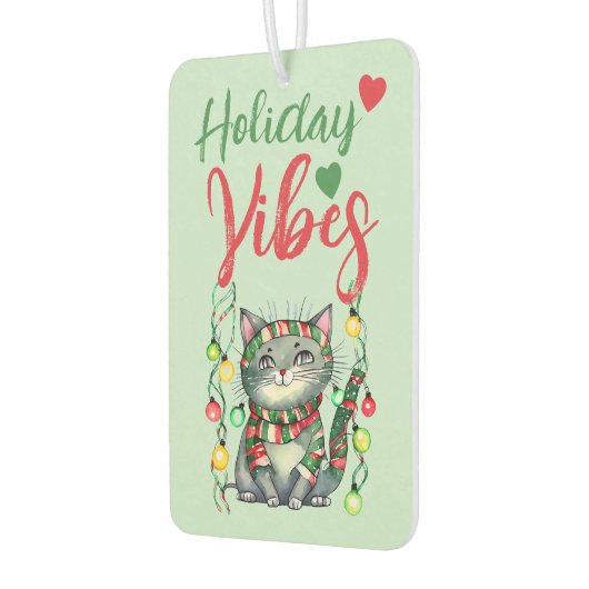 Kerst schattige kat vakantie groen rood luchtverfrisser (Links)