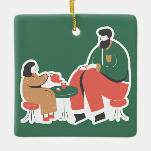 Kerst Schattige Keramisch Ornament (Voorkant)