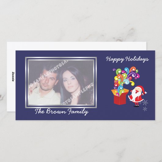 Kerst schattige Kerstman en geschenkdoos fotokaart Feestdagenkaart (Voorkant / Achterkant)