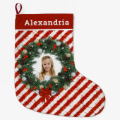 Kerst Schattige Kind Kinder Foto Personaliseren Grote Kerstsok (Voorkant)