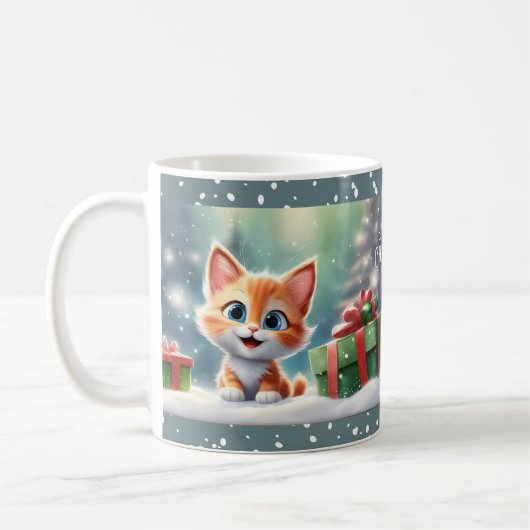 Kerst Schattige Kitty Cat Lover Naam Mok (Links)