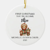 Kerst Schattige Leeuw Familie van Drie Keramisch Ornament (Voorkant)