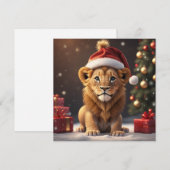 Kerst schattige leeuw vakantie Kaart (Voorkant / Achterkant)