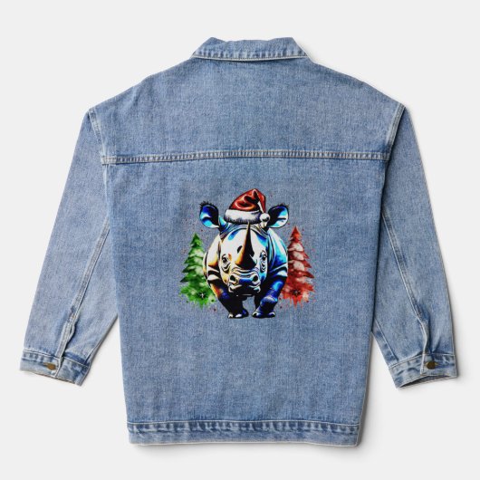 Kerst schattige neushoorn denim jacket (Achterkant)