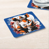 Kerst schattige neushoorn kartonnen onderzetters (Schuin)