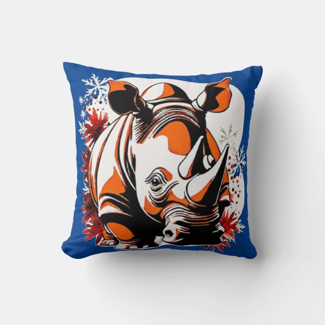 Kerst schattige neushoorn kussen (Voorkant)