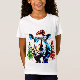 Kerst schattige neushoorn t-shirt