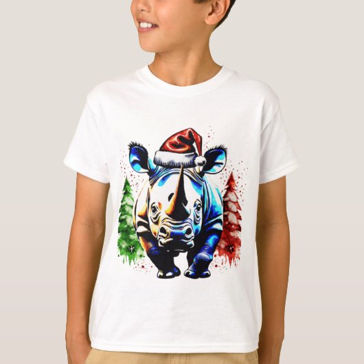 Kerst schattige neushoorn t-shirt (Voorkant)