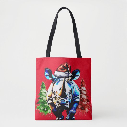 Kerst schattige neushoorn tote bag (Voorkant)