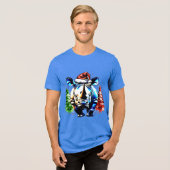 Kerst schattige neushoorn Tri-Blend shirt (Voorkant volledig)