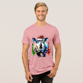 Kerst schattige neushoorn Tri-Blend shirt (Voorkant volledig)