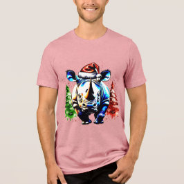 Kerst schattige neushoorn Tri-Blend shirt