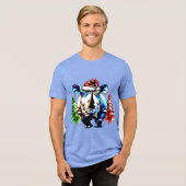 Kerst schattige neushoorn Tri-Blend shirt (Voorkant volledig)